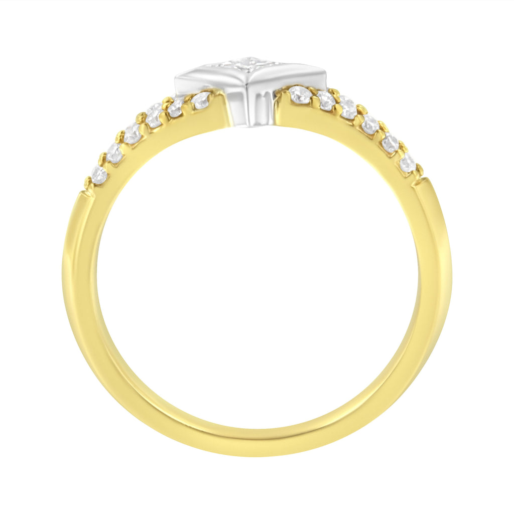 10K Two Tone Color 1/2 Cttw Diamond Kite and Split Shank Ring (H-I Color,SI2-I1 Clarity)