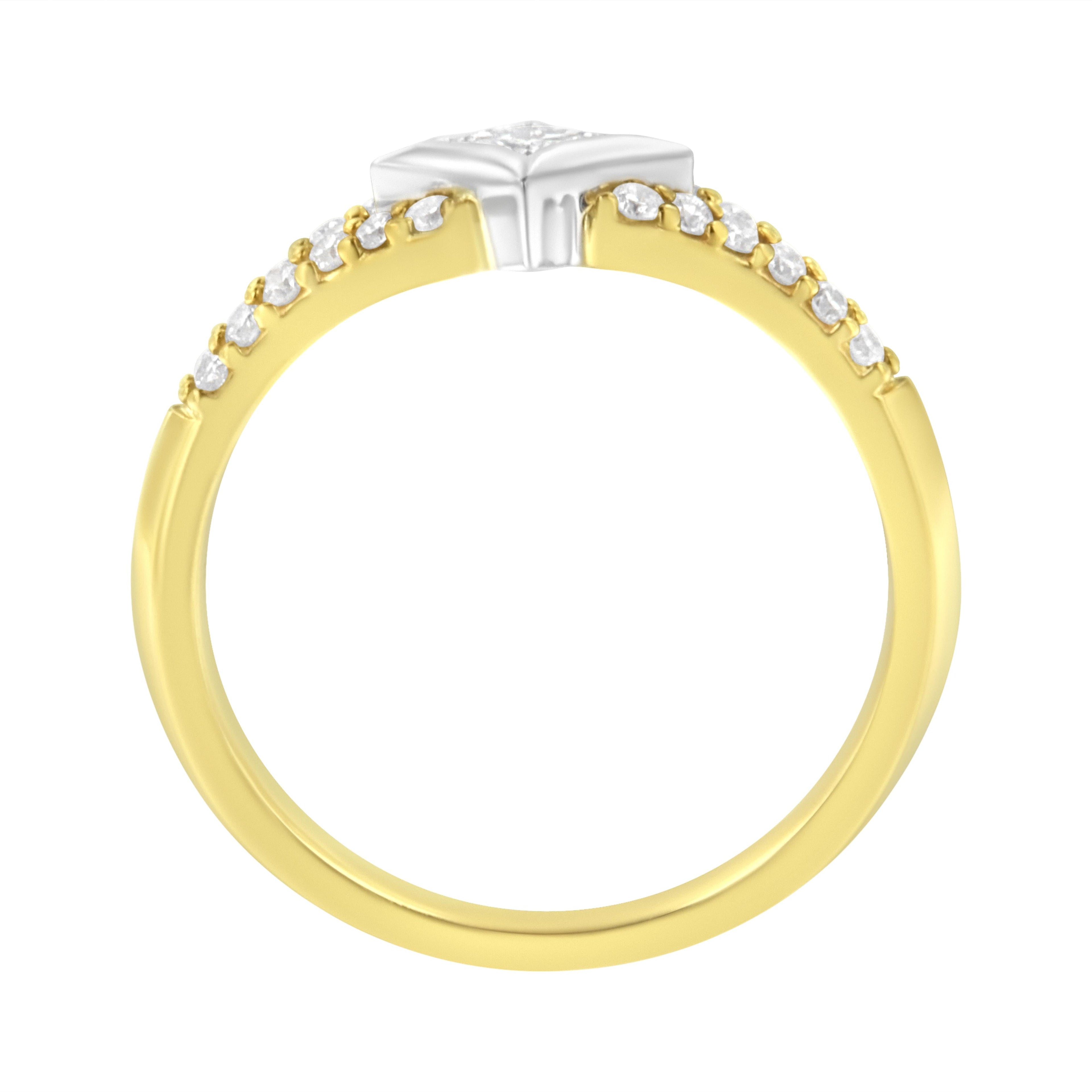 10K Two Tone Color 1/2 Cttw Diamond Kite and Split Shank Ring (H-I Color,SI2-I1 Clarity)