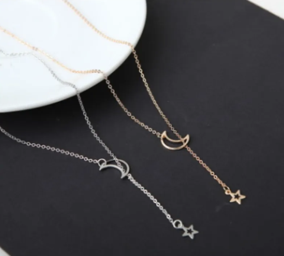 Moon & Star Clavicle Necklace