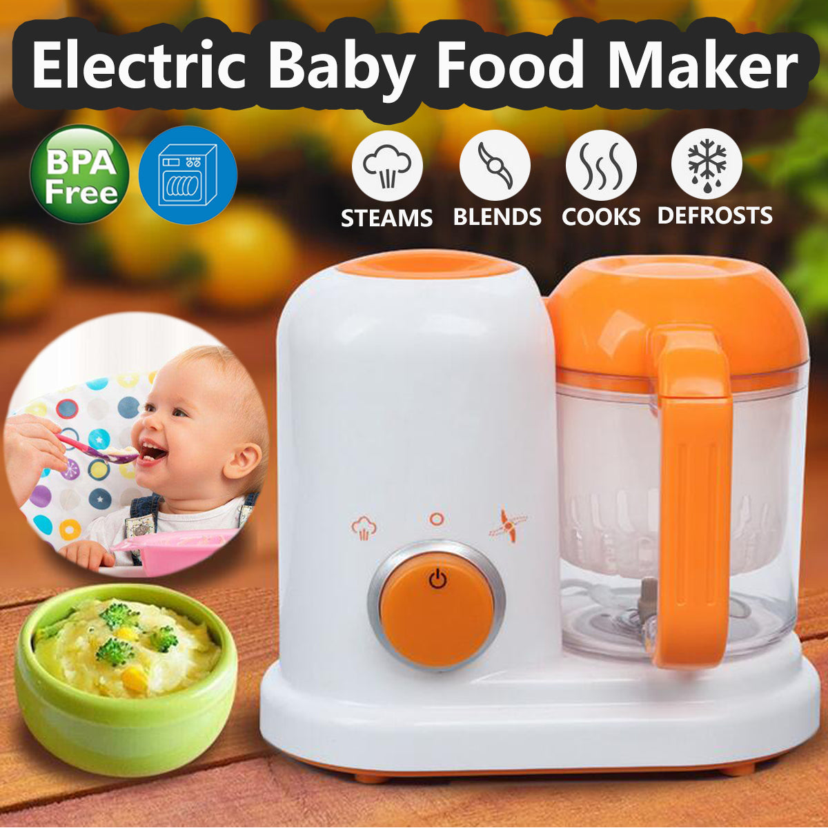 Heated Baby Food Maker, Steamer, Blender, Grinder