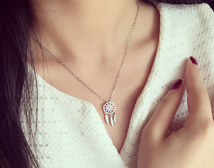 Dreamcatcher Necklace, Women's Silver Clavicle Chain