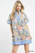 Umgee Mix Abstract Print Mini Dress