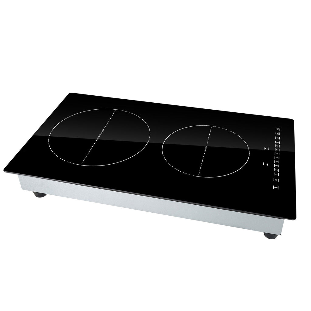 Electric Cooktop, 2 Burners, 12'' Induction Stove Top, Built-in Magnetic Cooktop 3000W, 9 Heating Level Multifunctional Burner, LED Touch Screen w/ Child Lock & Over-Temperature Protection