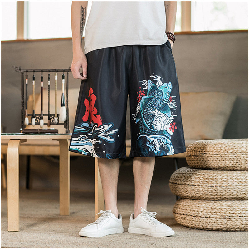 Men's Loose Wide-Leg Straight Five-Point Shorts