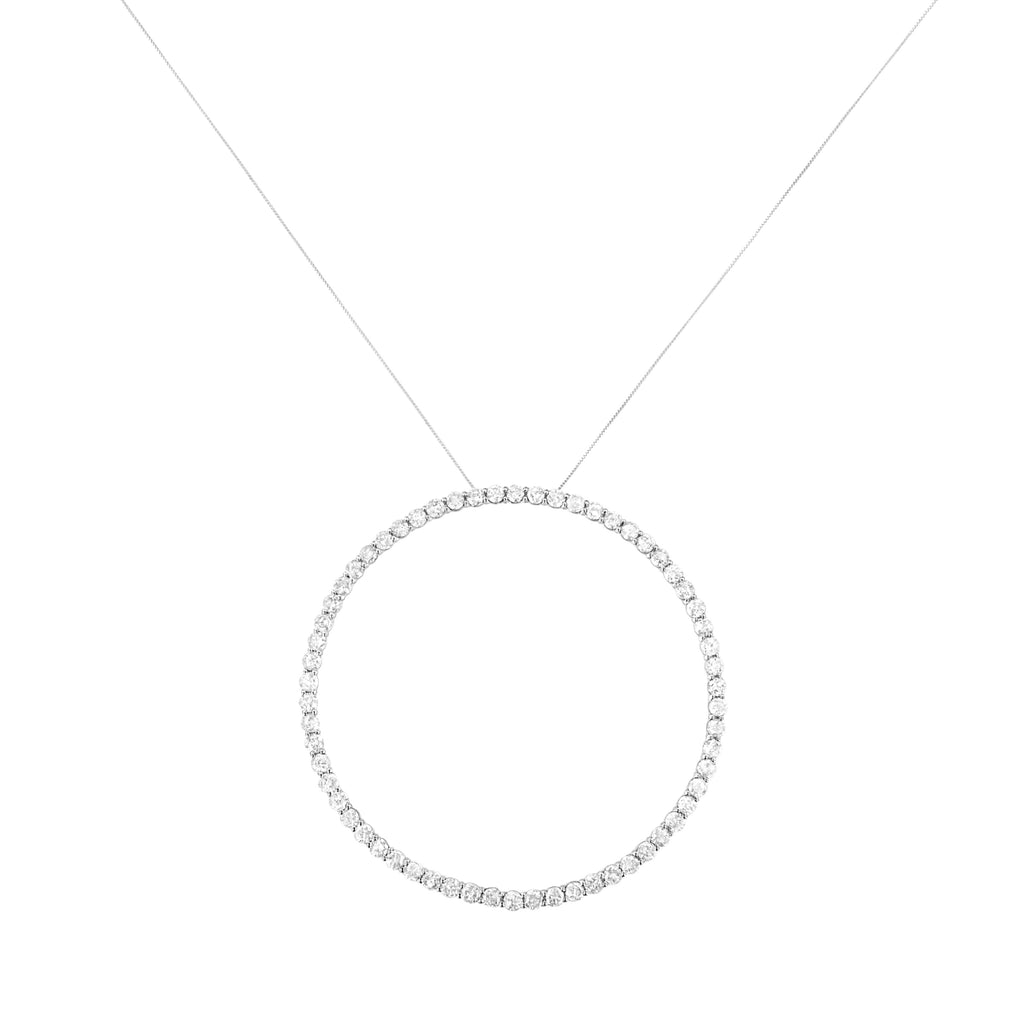 .925 Sterling Silver 5.0 Cttw Prong Set Round-cut Diamond Open Circle Hoop 18" Pendant Necklace (I-J Color, I2-I3 Clarity)
