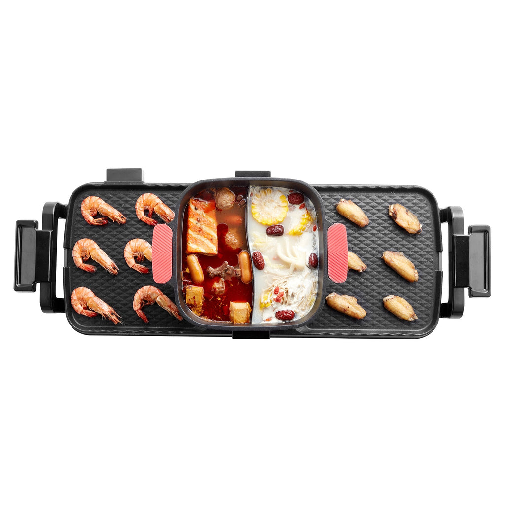 Hot Pot with Grill 2300W 2-in-1 Electric Smokeless BBQ Pan with Removable Pot