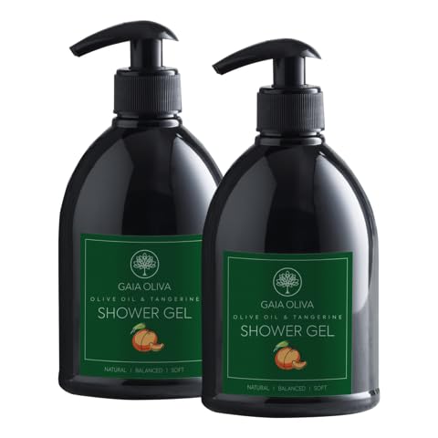 Liquid Shower Gel Olive Oil with Tangerine Moisturizing Body Wash Bottle 16.9 FL OZ (Pack of 2)