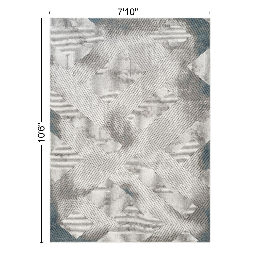 Geometrix GC_DIM1012 Gray 7 ft. 10 in. x 10 ft. 6 in. Contemporary Area Rug with Geometric 3D Effect