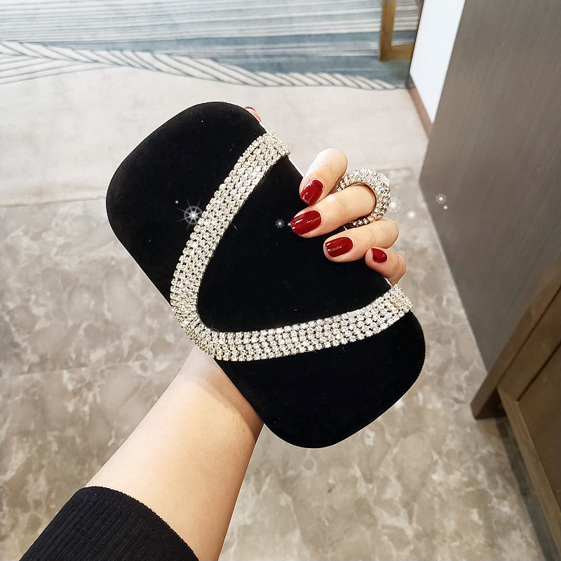 2020 Velvet Clutch Evening Bag with Rhinestones