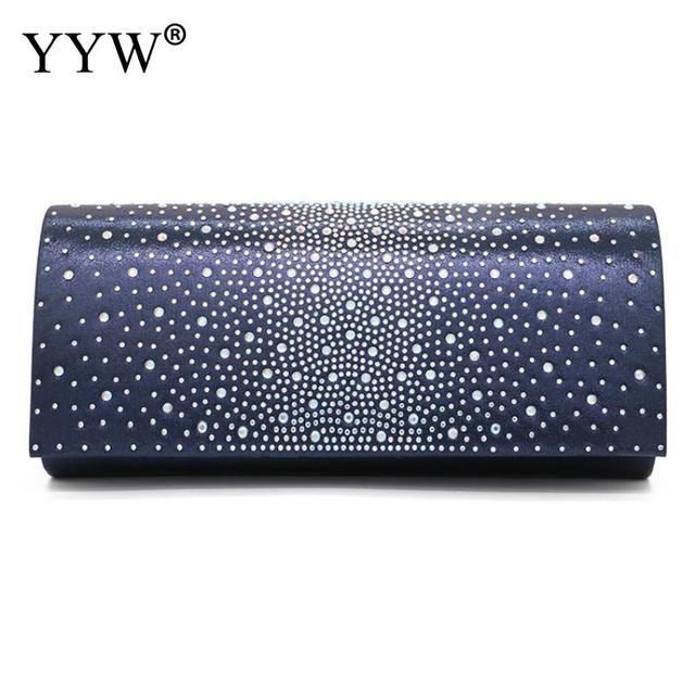 Satin Evening Clutch Bag with Rhinestone Rivets