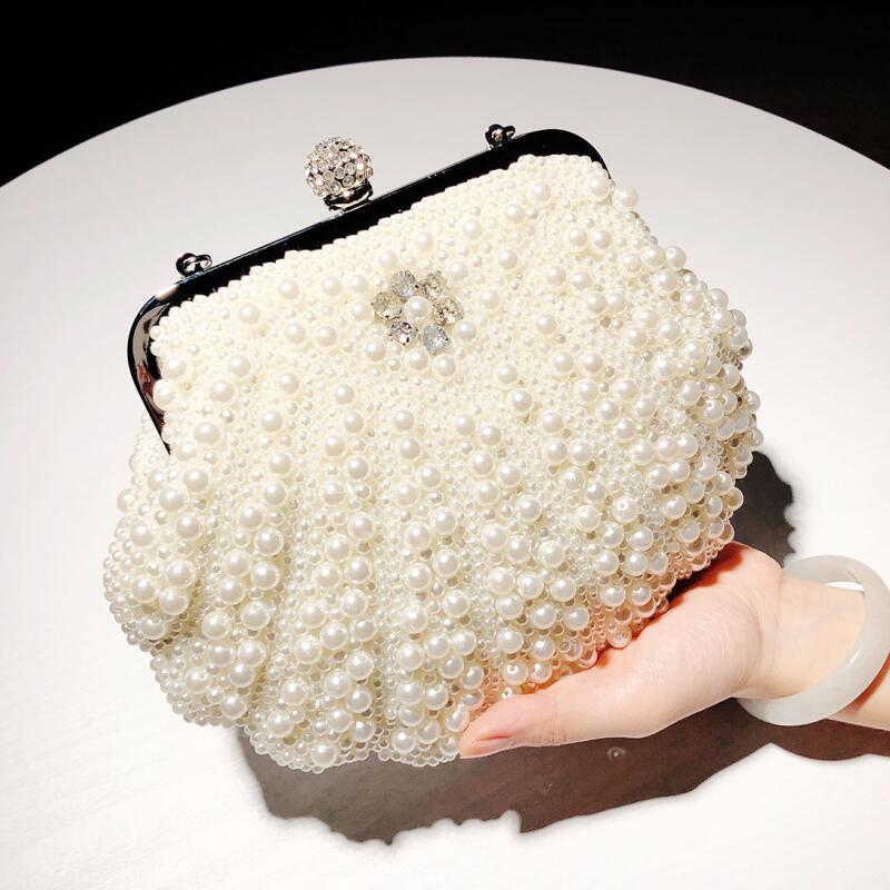 Women's Pearl Evening Clutch and Shoulder Bag