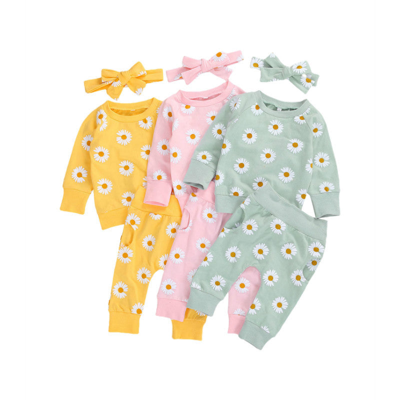 2020 Fall New Girls' Floral Print Infant Outfit Set