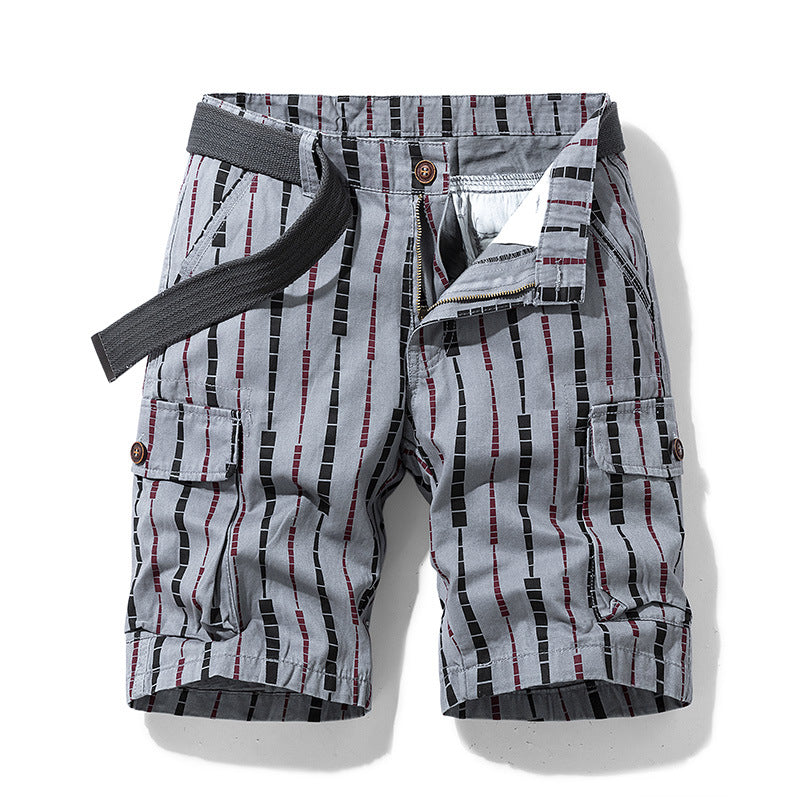 Men's Casual Striped Five-Point Workwear Shorts