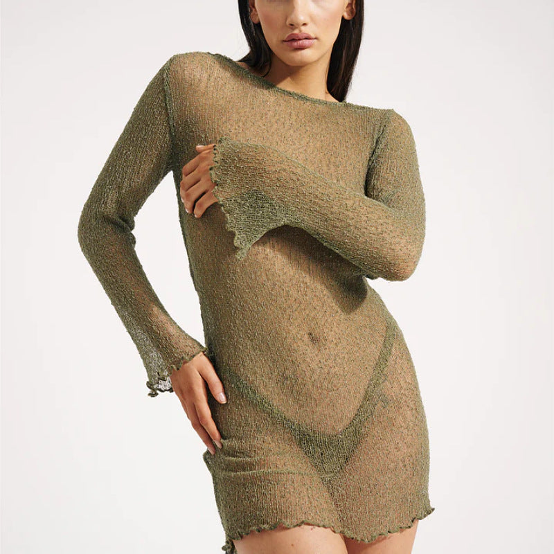Stylish Sexy Beach Dress for Women - Knitted Mini Dress