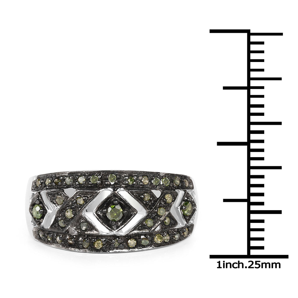 0.27 Carat Genuine Green Diamond .925 Sterling Silver Ring