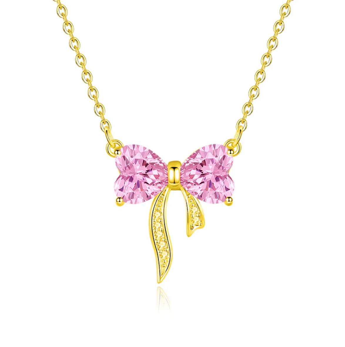 Women's Bow Zircon Necklace S925 Sterling Silver Clavicle Chain