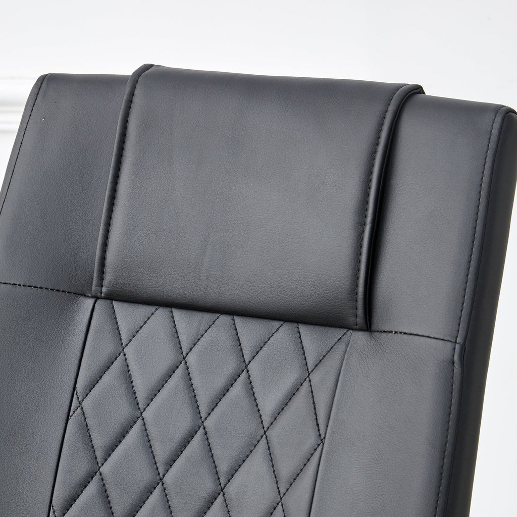 Modern dining chairs with faux leather padded seats, dining room chairs, gold metal leg upholstered chairs, suitable for kitchens, living rooms, bedrooms, and offices, set of 6 (black+PU leather)C-001