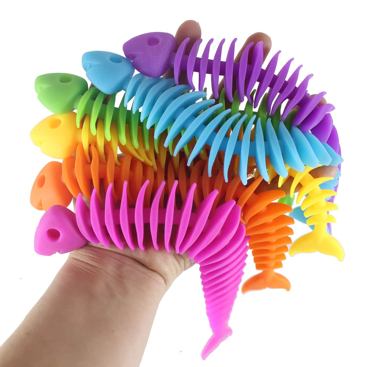 Curious Minds Busy Bags Set of 6 Stretchy Fish Bone Animal Puffer Stretchy Noodle Toys - Fun Long Stretch Toys - Fidget Sensory Toy - Stretchy Noodles String Fiddle