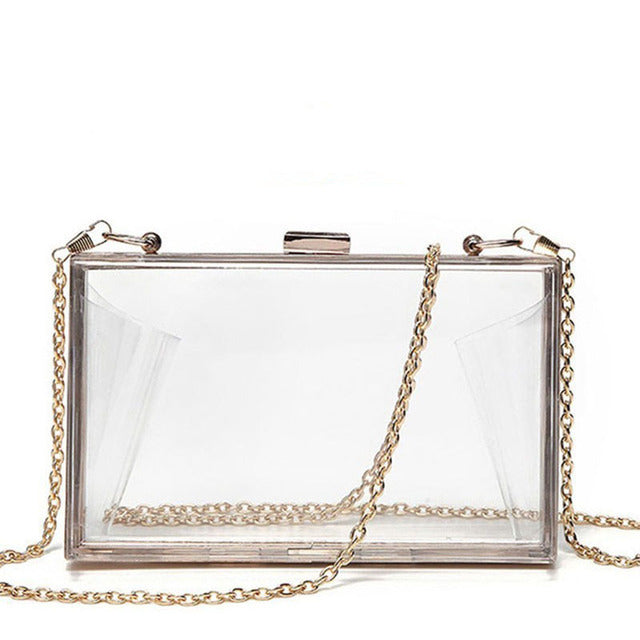 Transparent Acrylic Evening Clutch with Chain Shoulder Bag