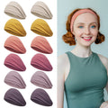 Z-CHARMMY Wide Non-Slip Headbands for Womens Hair Stretchy Hair Bands for Girls Elastic Sweat Headbands 12 Pieces