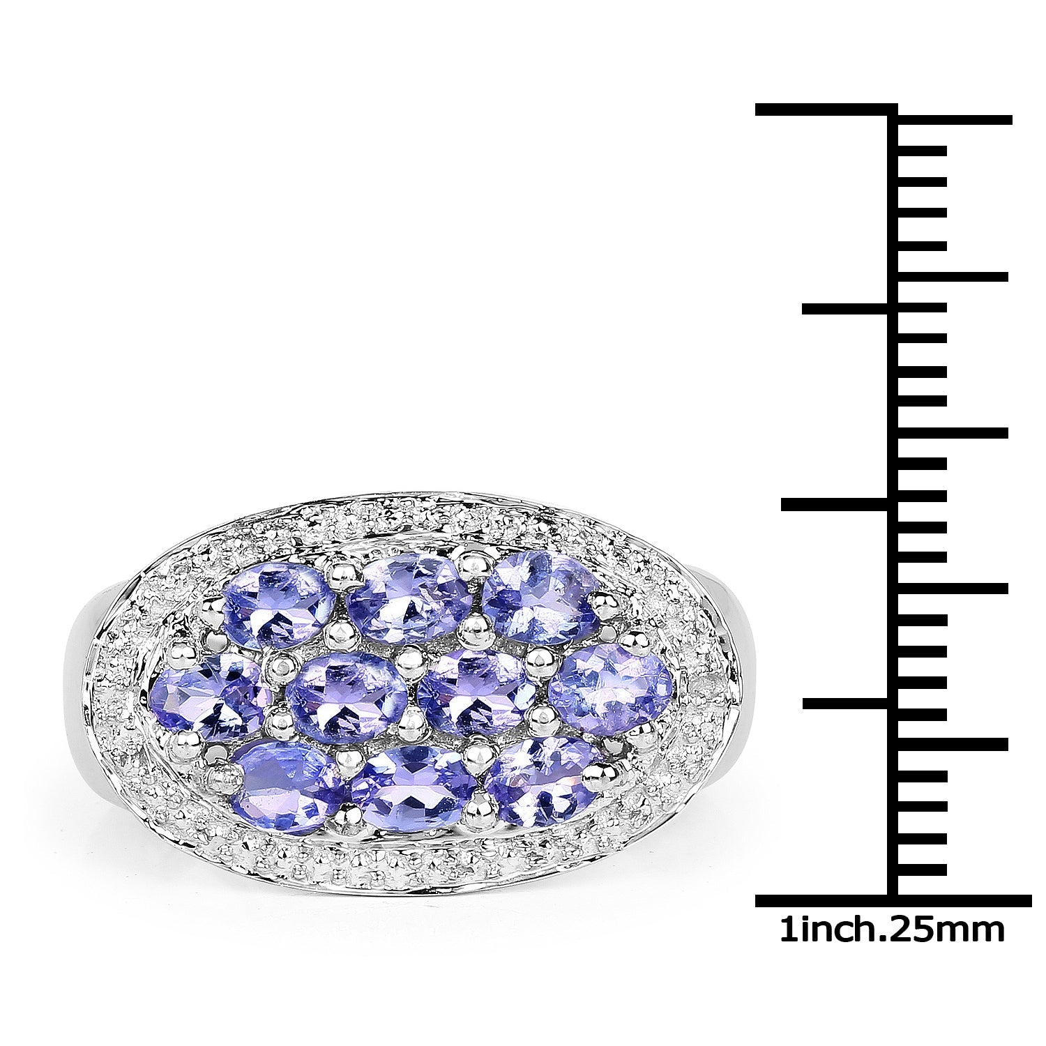 1.70 Carat Genuine Tanzanite .925 Sterling Silver Ring
