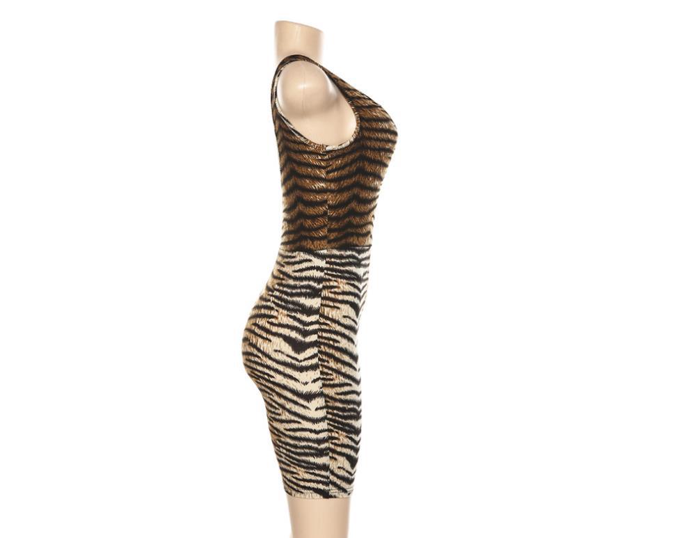 Summer Women's Sleeveless V-Neck Leopard Jumpsuit