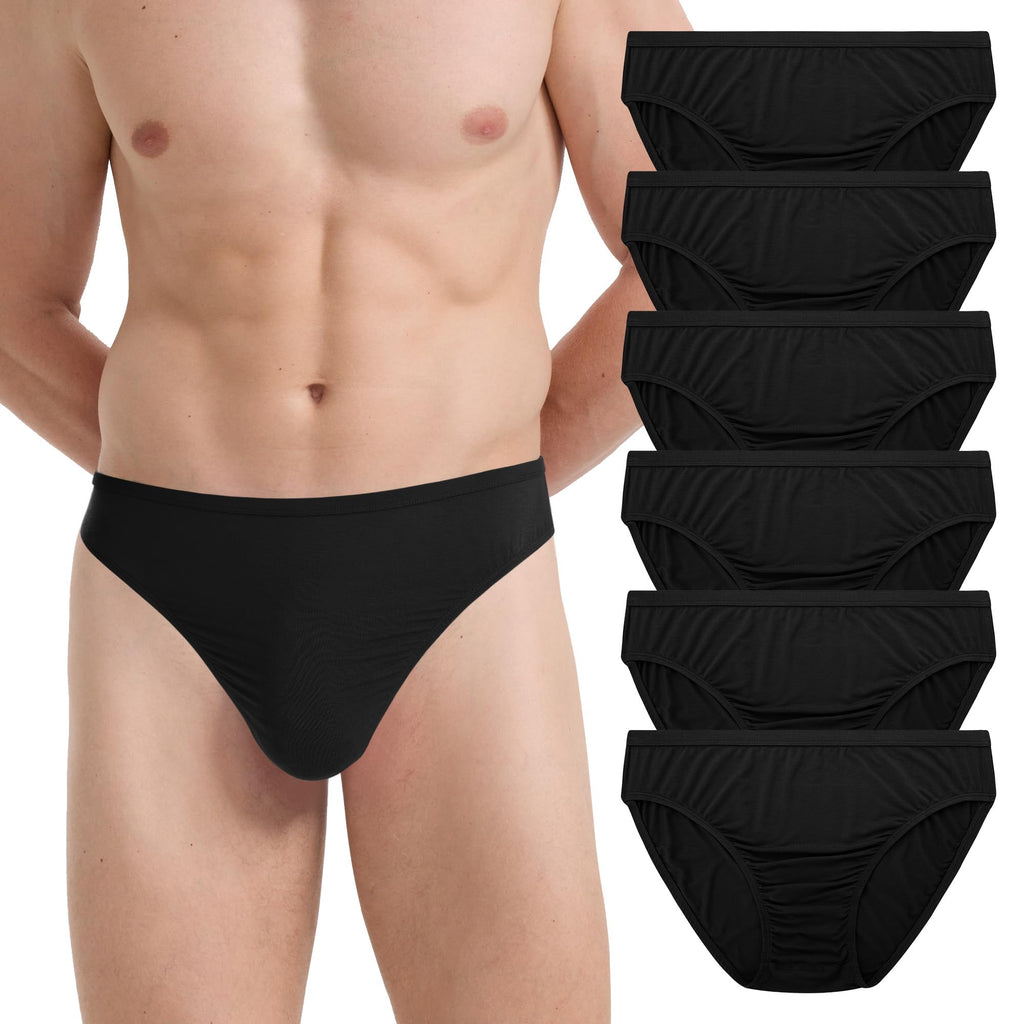 BAMBOO COOL Mens Underwear Bikini Briefs Ultra Soft Breathable Tagless Bikini Classic Underwear Bikini for Men 6 Pack