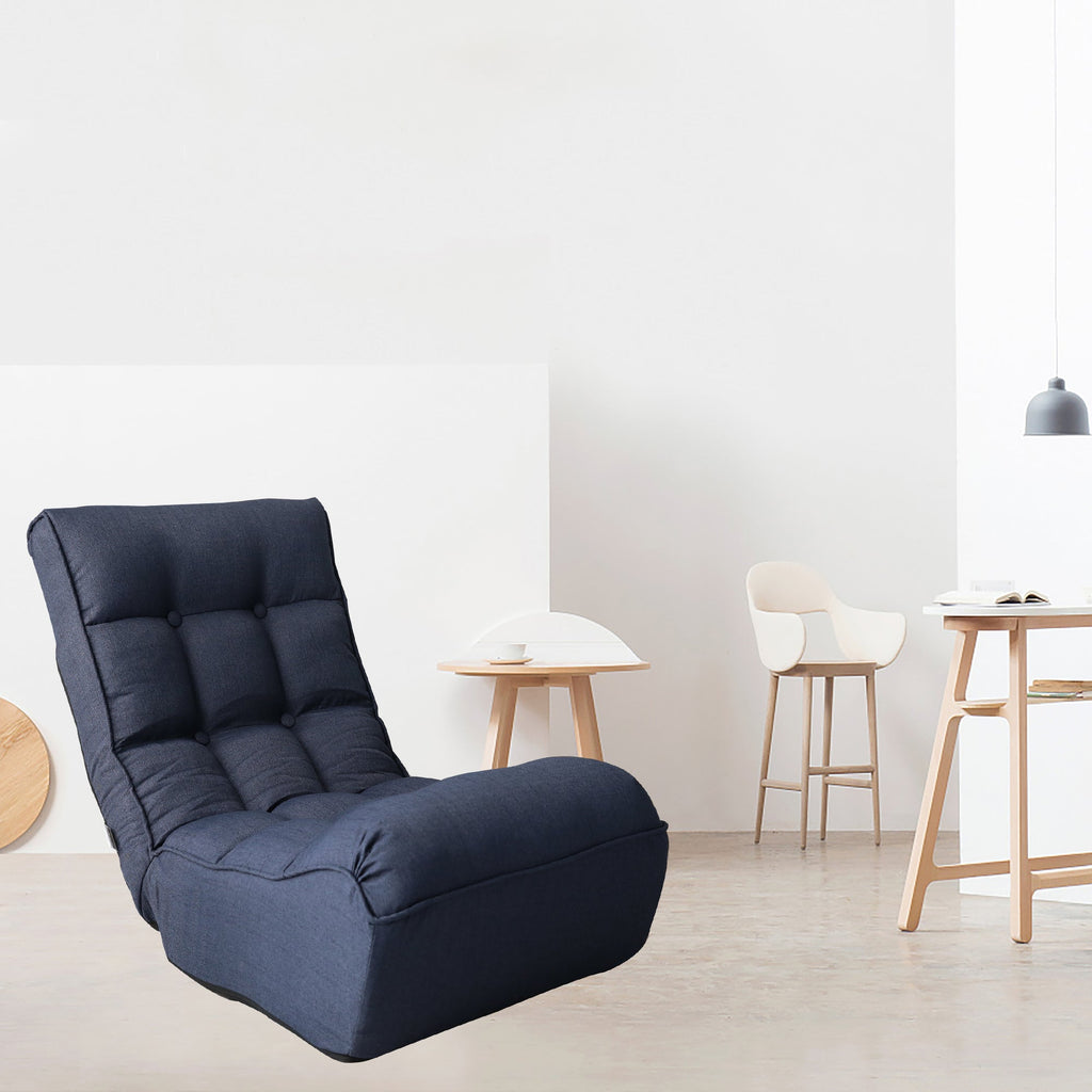 Single sofa reclining chair Japanese chair lazy sofa tatami balcony reclining chair leisure sofa adjustable chair,Navy
