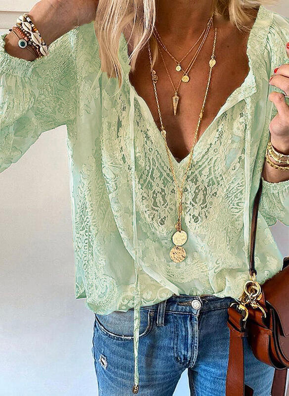 All-Match Short Lace Stitch Long-Sleeve T-Shirt