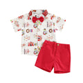 Rtnnsbbfcm Toddler Baby Boy Summer Clothes Short Sleeve Cartoon Print Bow Tie Shirt Top Shorts 2Pcs Casual Outfit (1-2TCircus)