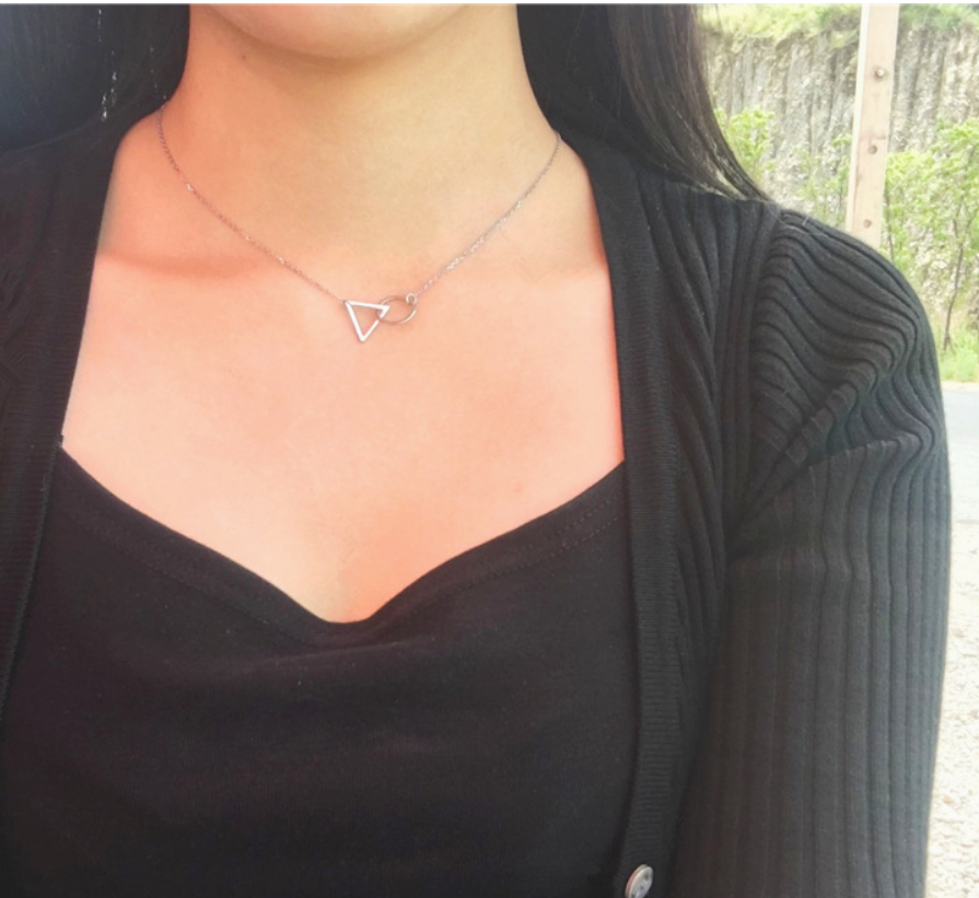 Triangle and Round Pendant Clavicle Chain Necklace