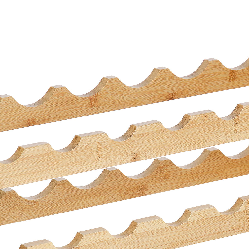 18 Bottle Stackable Modular Wine Rack Bamboo Wood Display Shelf 2-Tier
