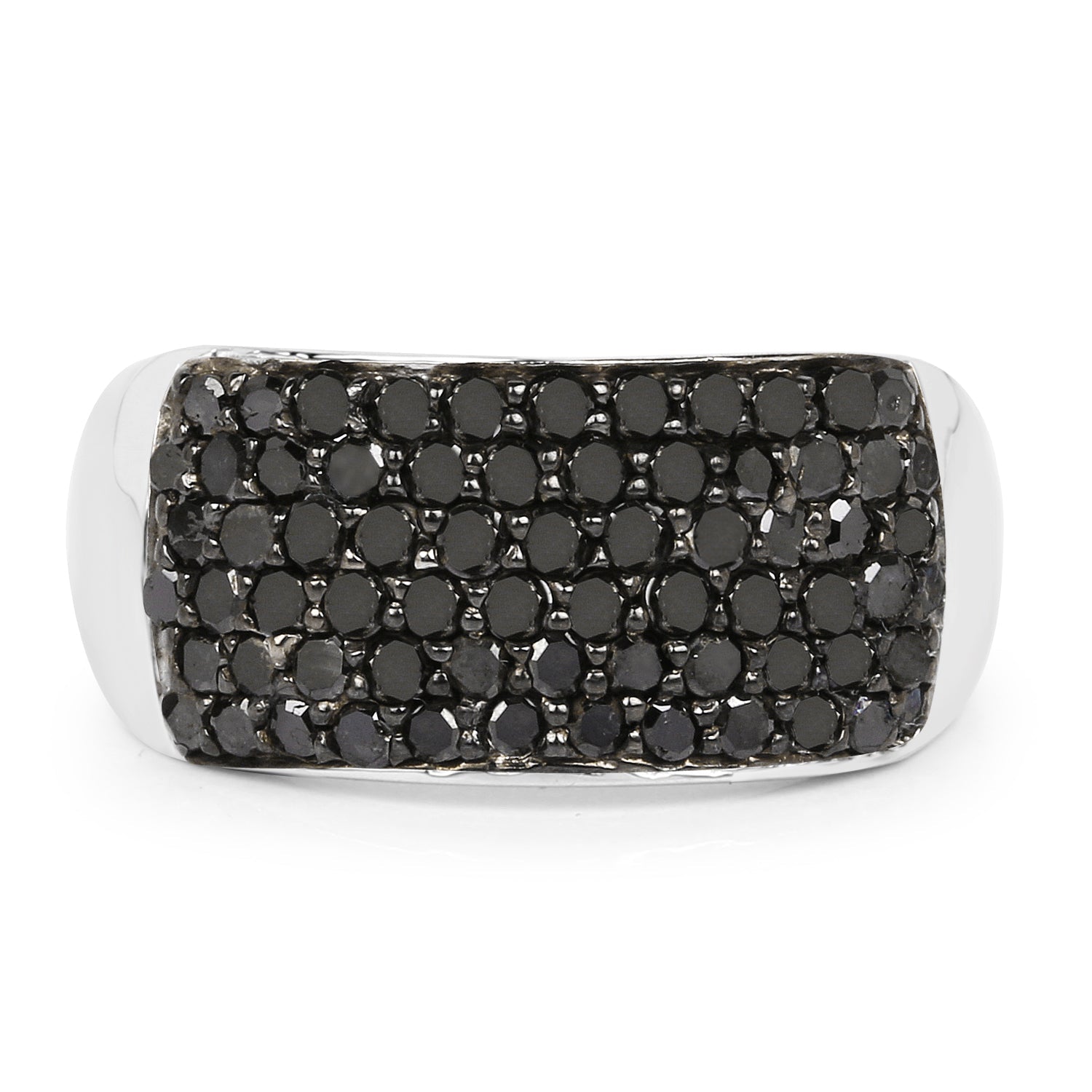 1.21 Carat Genuine Black Diamond .925 Sterling Silver Ring
