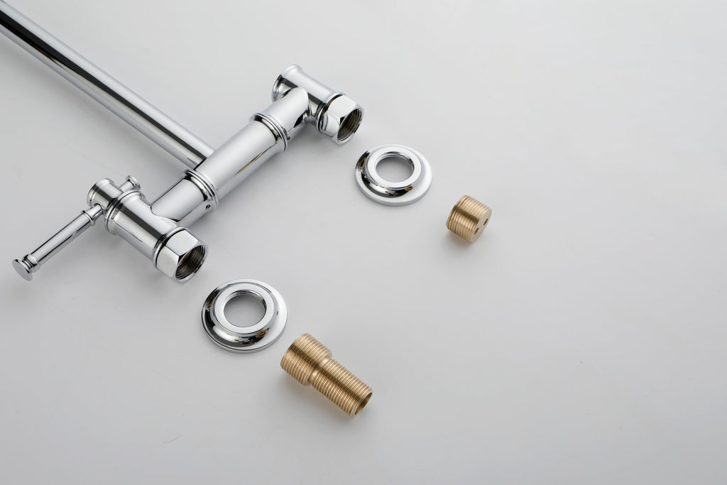 Wall mounted Pot Filler Faucet, Modern Brass Pot Filler Two-Attachment Wall Mount Folding Kitchen Pot Filler Swing Arm