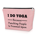 Sazuwu Yoga Gifts for Yoga Lover Pink Makeup Bag Yoga Themed Gifts for Women Cosmetic Bag Funny Gifts for Yoga Instructor Yoga Thank You Gift Yoga Birthday Gifts Yoga Teacher Training Gifts