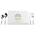 LAUBLUST Personalized Flatware Utensils Set - Rainbow - Engraved with Name | New Born Baby & Toddler Gift - White Wooden Box & Spoons and Forks Stainless-Steel 4 pcs. Set | Made & Shipped from Germany