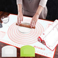 16" x 24" Large Silicone Pastry Mat for Rolling Dough Non SlipSilicone Baking Mat Non StickCilicone Fondant Mat Pie Cookie Dough Rolling Mat Kneading Cutting Mat with Measurement (Red-L)