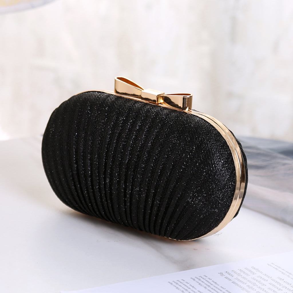 Fashion Evening Pleated Bow Tie Clutch Bag