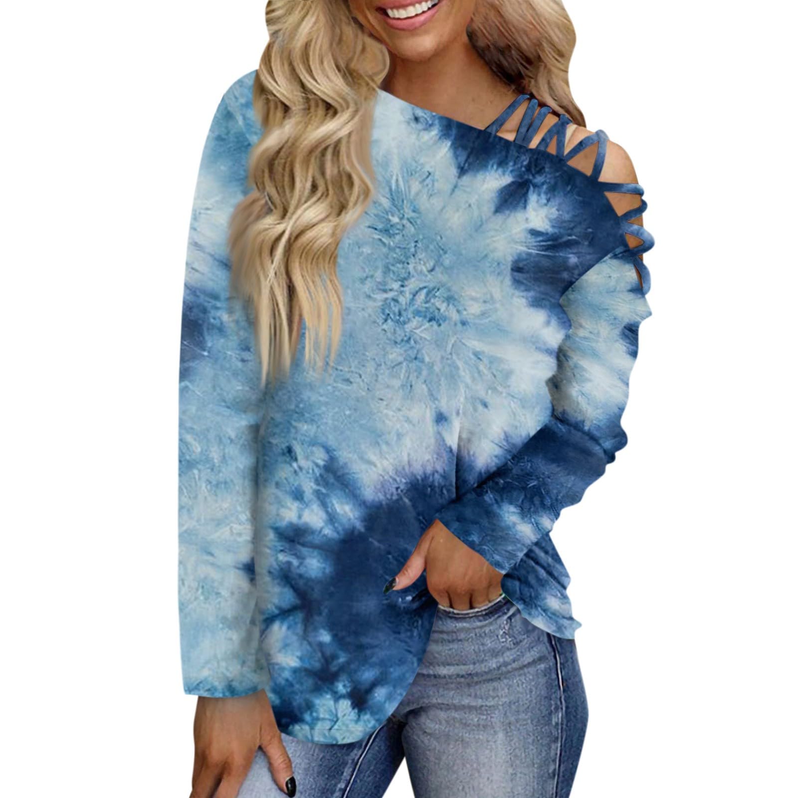 Black Shirts for Women Sexy Long Sleeve Going Out Tops Womens Fall Fashion 2024 Shirts for Women Sexy Tops for Women Womens Pullover Sweaters Summer Clothes for Women 2024（4-Dark BlueLarge）