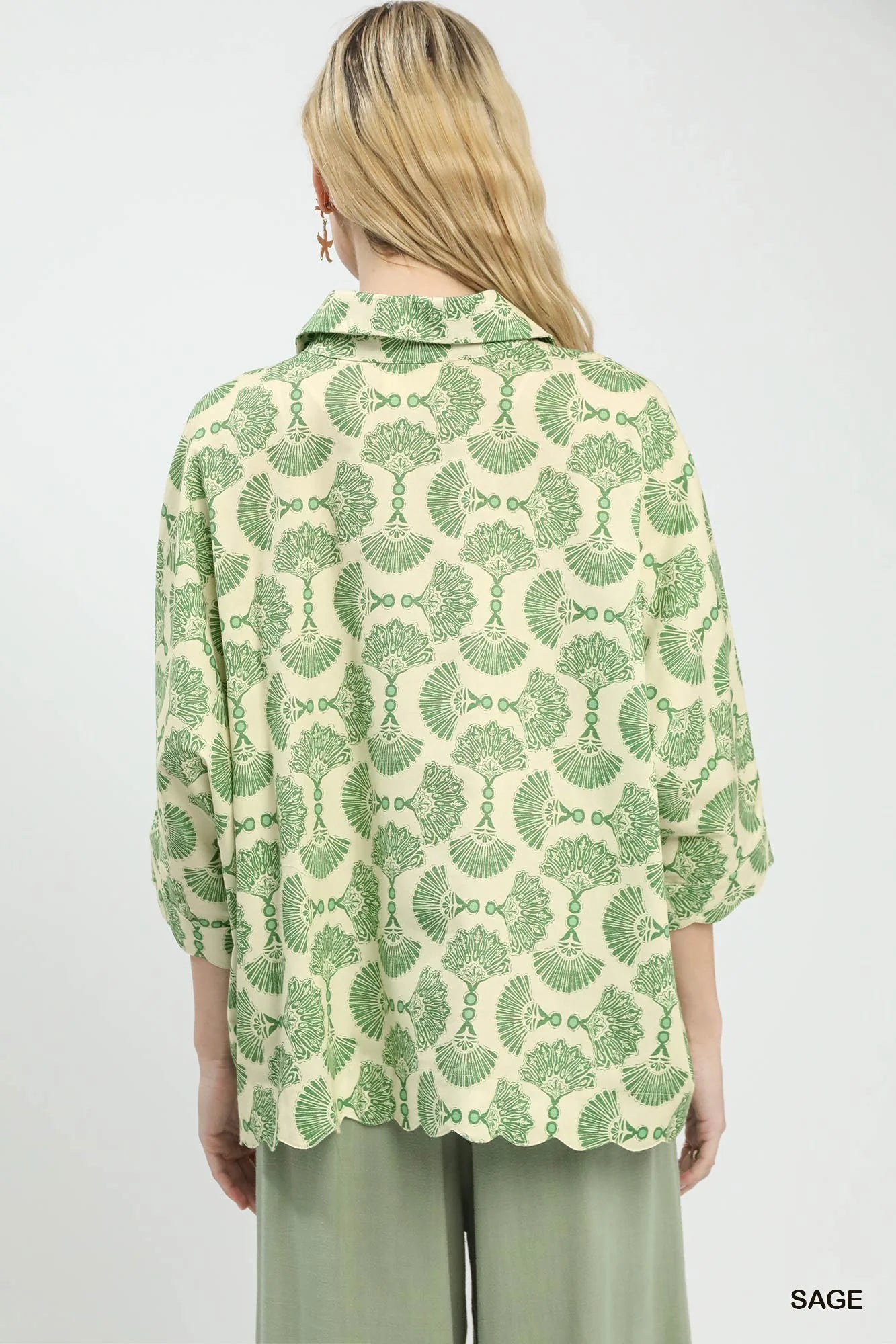 Umgee Printed Button Down Shirt
