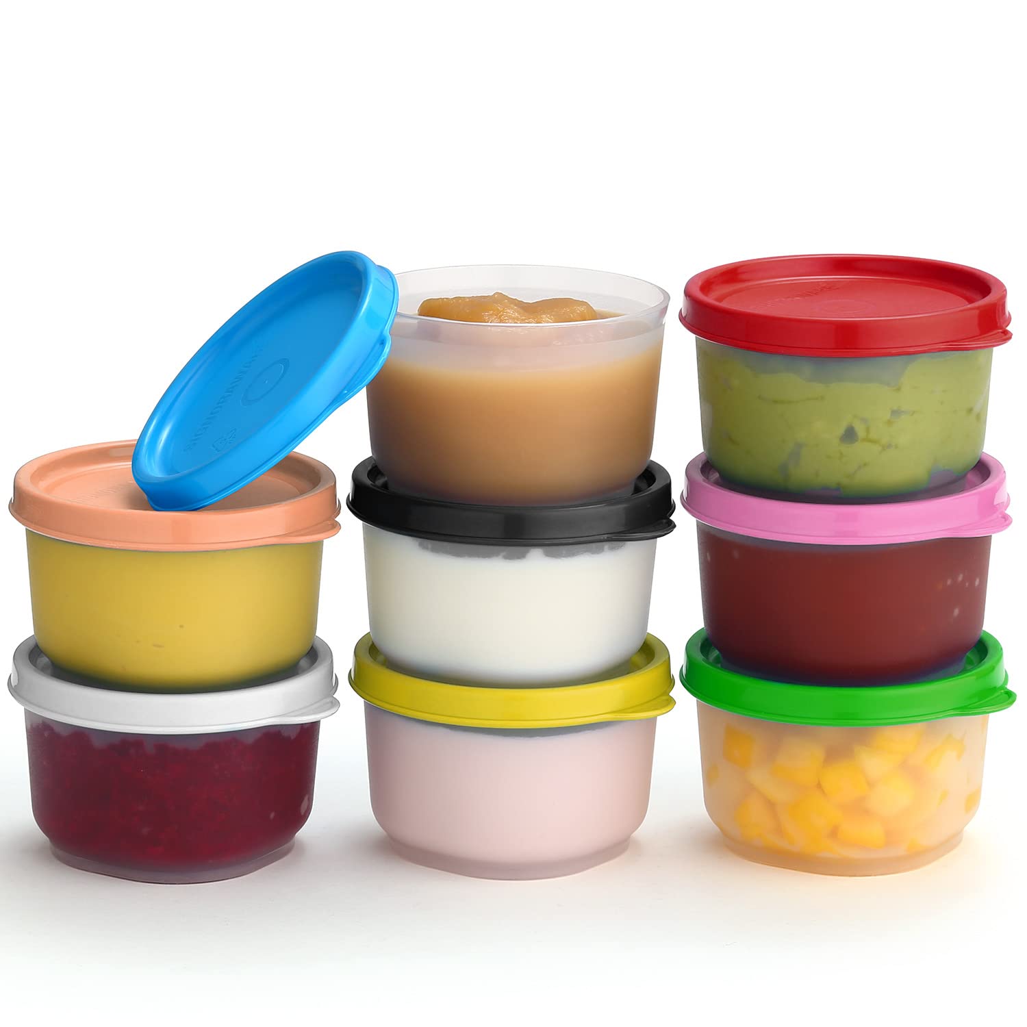 SIGNORA WARE Reusable Plastic Food Storage Containers 8 pack – 4 oz. Stackable Airtight Leak proof Food Containers for Snacks Nuts Baby Food Picnics Food PrepSalad Dressing - BPA Free