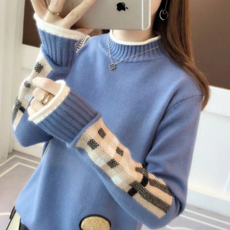 Cartoon Patch Knitted Sweater for Women