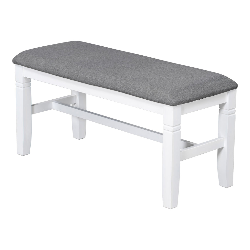 TOPMAX 6-Piece Wood Dining Table Set Kitchen Table Set with Upholstered Bench and 4 Dining Chairs, Farmhouse Style,Gray+White (old sku: SP000003AAK)