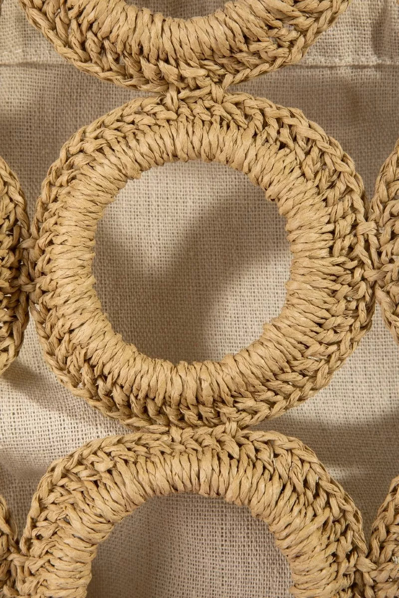 Fame Straw Round Pattern Mesh Hand Bag