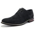 Mofri Mens Oxford Shoes Wingtip Dress Shoes Lace Up Shoes(Black Suede11)