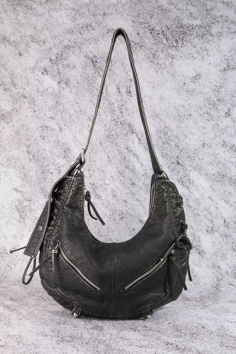 Fame Larger Leather Crescent Shoulder Bag
