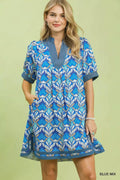 Umgee Mix Tile Print Mini Dress