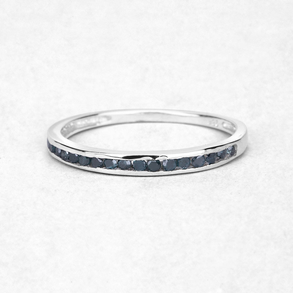 0.20 Carat Genuine Blue Diamond .925 Sterling Silver Ring