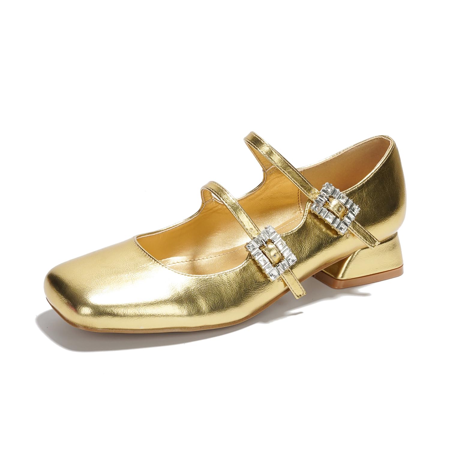 Cape Robbin Mary Jane Shoes Women Shoes - Double Strap Maryjane Shoes Womens - Women’s Mary Janes (Harri) - Gold Size 6.5