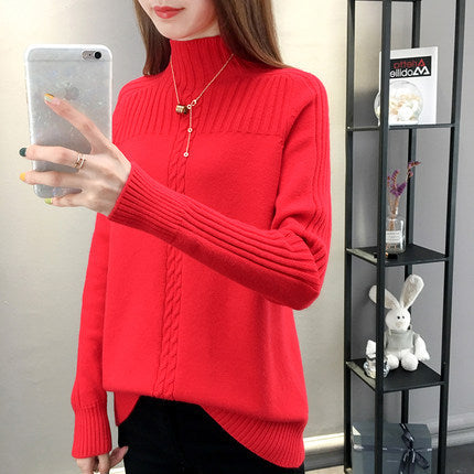 Korean High-Neck Women's Knitted Sweater for Fall/Winter